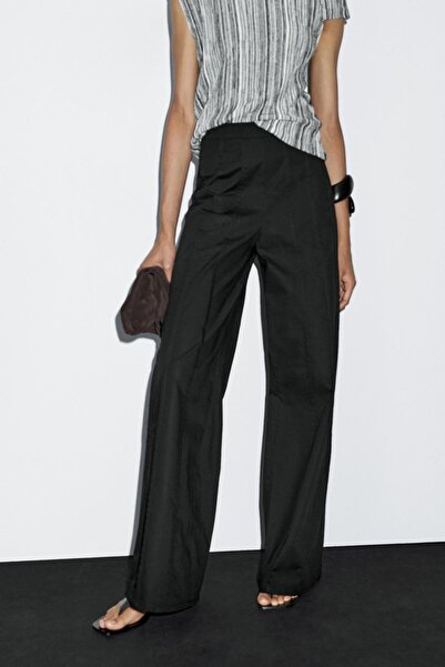 Massimo Dutti Dikiş detaylı geniş paça pantolon