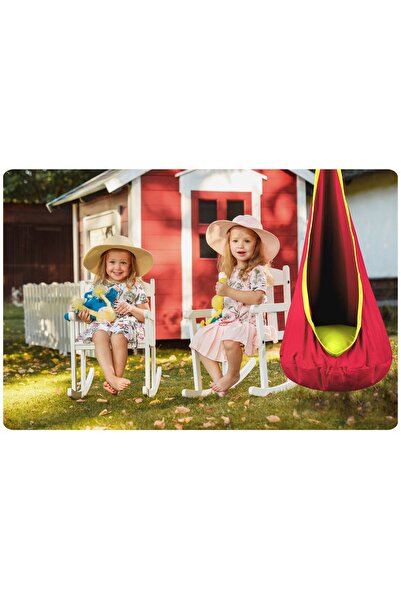 ideal STORE Hanging Cocoon Hammock for Yard or Garden, Capacity 80 kg, Height 140cm, Red/Yellow