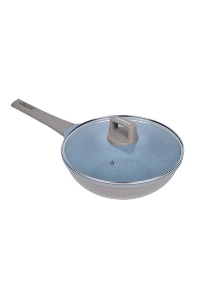 Chefline Die Cast Aluminium Wok Pan with Lid, 28 cm, KSCG28