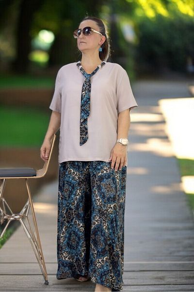 yagmurberen PANTALONI DE BUMBAC VISCOSĂ CU TĂIȚEȚE LĂȚIȚĂ FUSTĂ BLUZĂ DE BUMBAC CU CĂPĂȚĂ CU ELASTIC LA TĂIȚEA SET DE DUBLĂ