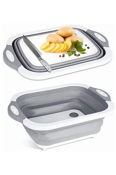Vezir Aksesuar Badya & Cutting Board with Foldable Strainer – 3 in 1 Kitchen Convenience!