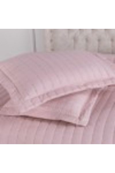 DOWRY Quilted Bedspread 250x260 cm and 2 Pillow Covers, Dublin Powder Pink
