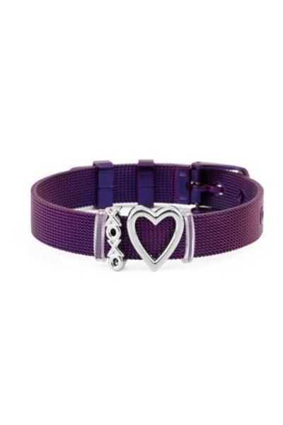 MBrands Brățară cu talismane, oțel inoxidabil, reglabilă, închidere cu cataramă, diverse culori violet