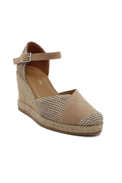 Greyder 59003 Beige Linen Genuine Leather Women's Chic Sandals