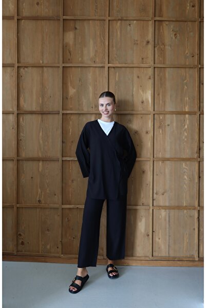 ilmek Women's Crinkle Textured Wrap Kimono Set