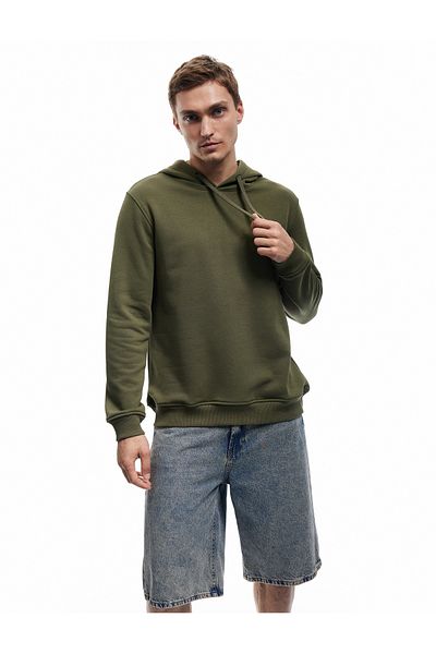 Koton Raised Long Sleeve Basic Hooded Sweatshirt