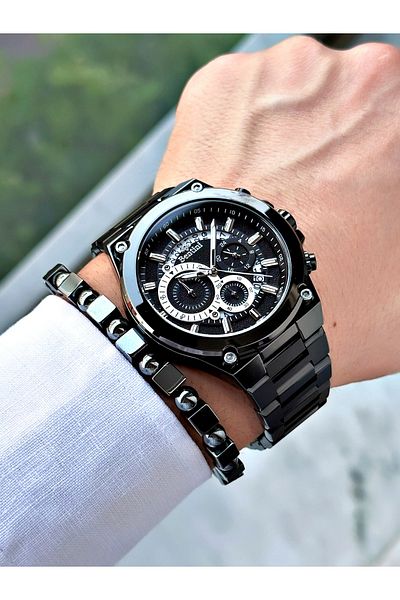 Bentini Men's Wrist Watch – Functional, Steel Band, Waterproof, 2-Year Warranty