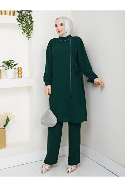 BELLİNA Kadın Yazlık Krep Kumaş Şık Takım