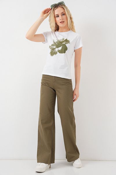 Bigdart Women's Printed Basic T-Shirt 4349 - Khaki