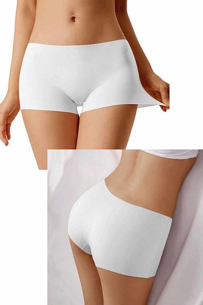 AY'S SHOP ONLİNE Women's Polfa Model Laser Cut Recovery Non-Marking Invisible Seamless White Boxer