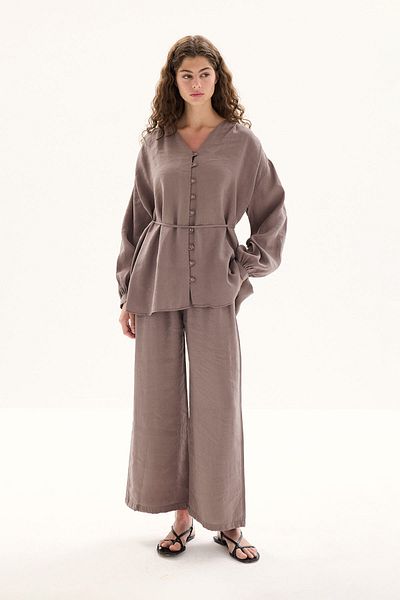 Hooopstore Modal Birit Button Detailed Mink Trousers Suit