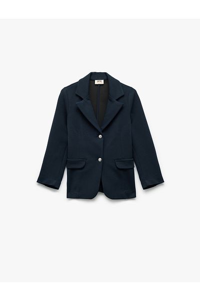Koton Long Sleeve Double Breasted Collar Button Basic Viscose Jacket