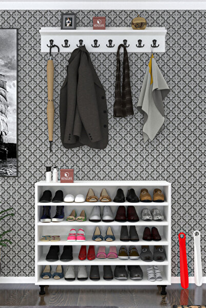 Kenzlife Portmanto Ayakkabılık Ve Askılık Tomak5 Byzbyz 83*100*32 Yirmibeş Çift Ayakkabı Kapasitesi