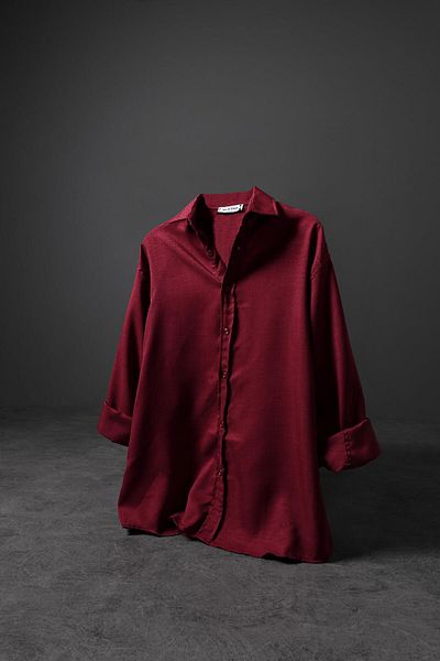 Slatra Ανδρικό μπορντό Oversize Sofia Slim λινό πουκάμισο