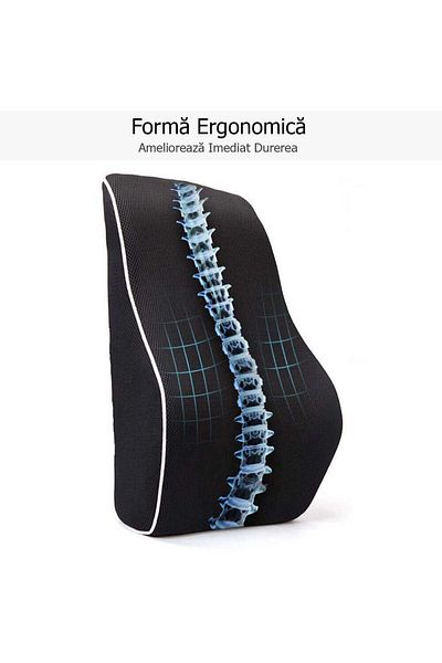 BETTER POSTURE Pack of 2 Pro Memory Foam Lumbar Pillows for Office or Car, Black, 46 x 38 x 11 cm