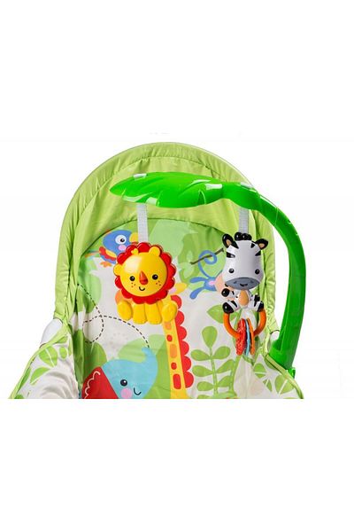 ideal STORE Balansoar IDL Junior Jungle cu Vibratii si Muzica, Culoare Verde-Alb , Material Moale pentru un conf
