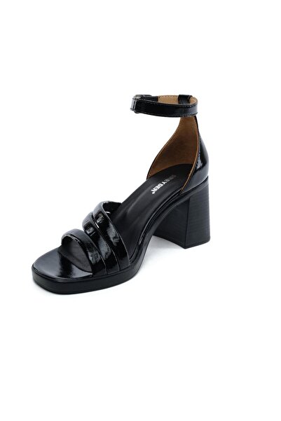 Greyder 59245 Black Patent Leather Genuine Leather Heeled Women's Sandals