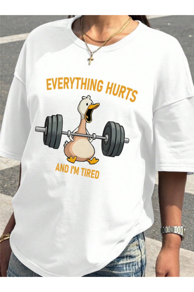 BETİLİNA White Halter Duck Look Oversize T-Shirt