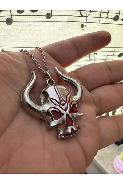 Herşey Nota Red Eyed Viking Skull Unisex Necklace – Symbol of Strength and Courage
