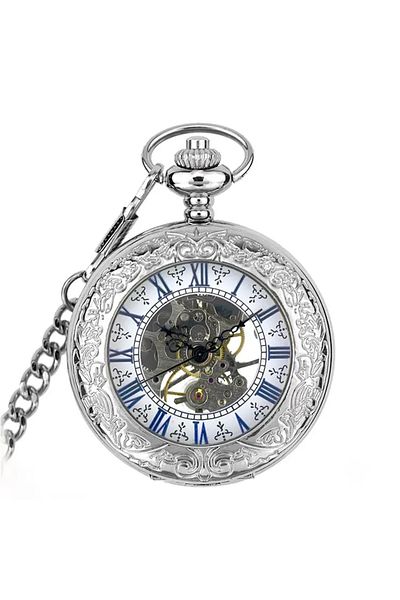 MBrands Vintage Mbrands mechanical skeleton silver pocket watch