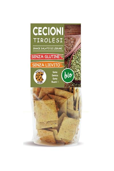 Deco Italia Savory Tyrolean snack (cecioni) made from chickpeas with caraway seeds and fennel, gluten-free, yeast-free
