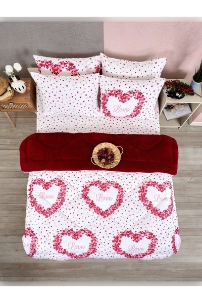 Sudemhome Double Welsoft Sleeping Set Double Sided Wellsoft Fluffy Fleece Quilt and Battal Fitted Sheet