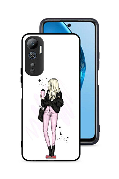 Tolwak غطاء حماية لهاتف Infinix Hot 20 4G، صورة فتاة تحمل كوب قهوة