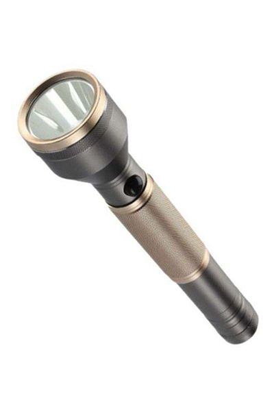 Geepas Rechargeable LED Flashlight With Power Bank Gold/Grey 88x24x2inch