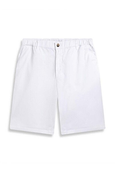 Ltb شورت FEBEHO أساسي متوسط الطول من قماش الغبردين الأبيض 14020