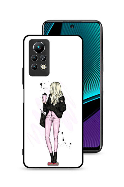 Tolwak غطاء حماية لهاتف Infinix Note 11 Pro، رسم فتاة تحمل كوب قهوة