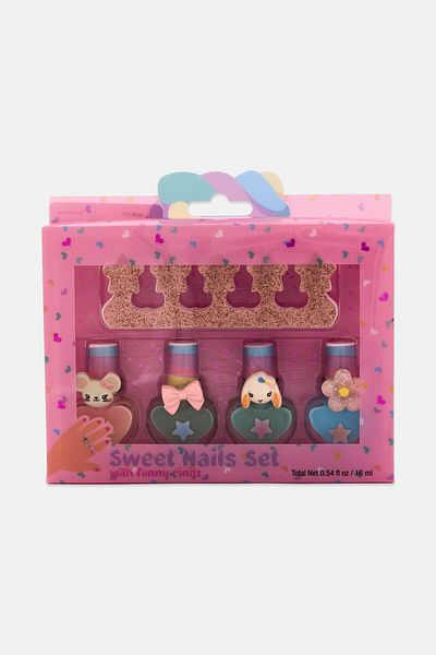 Simple Pleasures Kids Nail Set With Funny Rings Cute Tri-Coastal, Multicolor