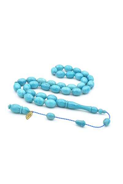 Murty99 Ibrahim Uysal Signed Beyzi Large Size Turquoise Crimping Amber Prayer Beads