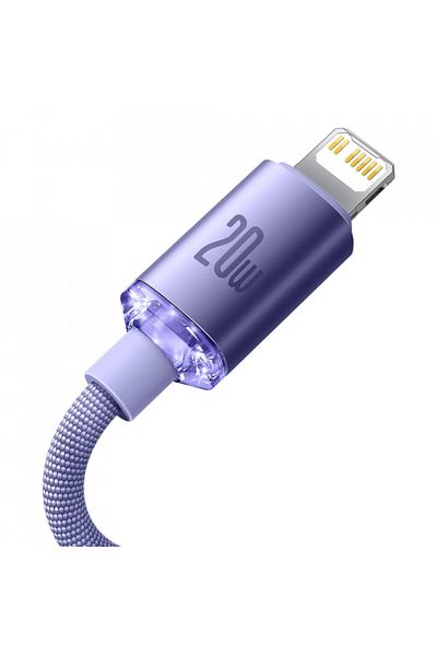 Baseus Type-C to Lightning data cable, 20W, 2m, Baseus Crystal Shine (CAJY000305) - Purple