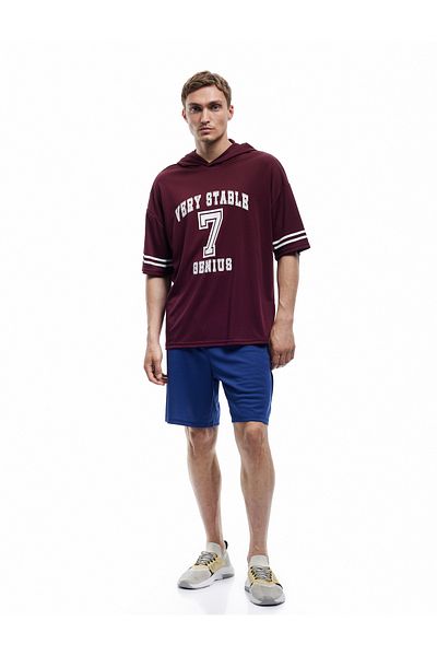 Koton Tricou sport oversize imprimat cu jumătate de mânecă cu glugă