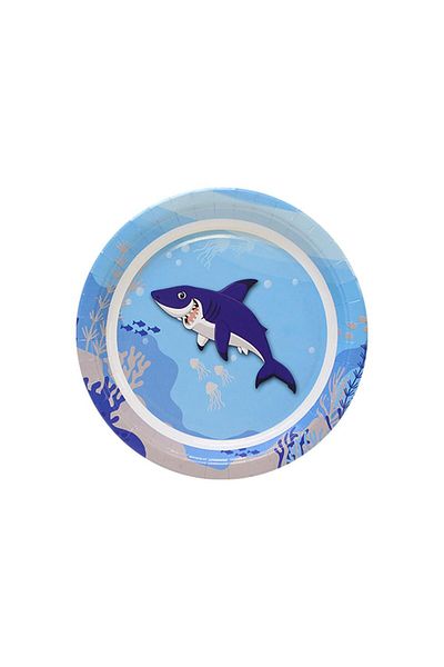 Parti Adresi Farfurie cu tematică Shark Sea Farfurie pentru ziua de naștere din carton, pachet de 8