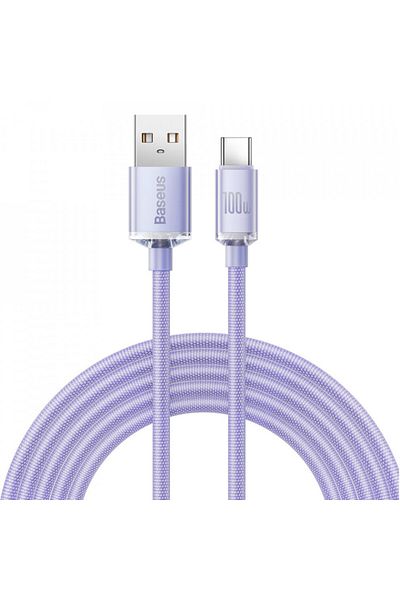 Baseus USB to Type-C data cable, 100W, 1.2m, Baseus Crystal Shine (CAJY000405) - Purple