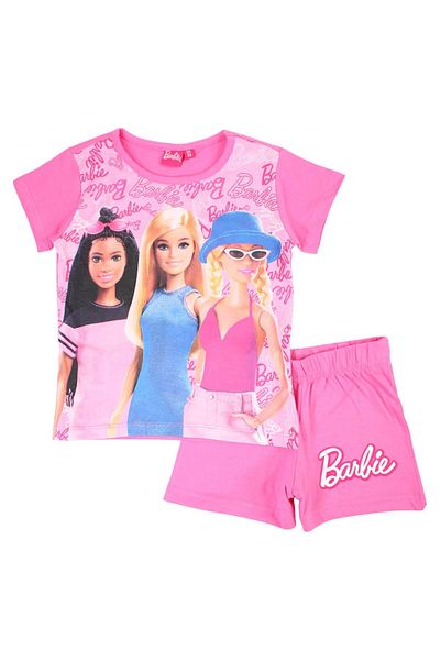 Barbie Children's pajamas with short sleeves, 100% cotton, multicolor, Happy, Barbie