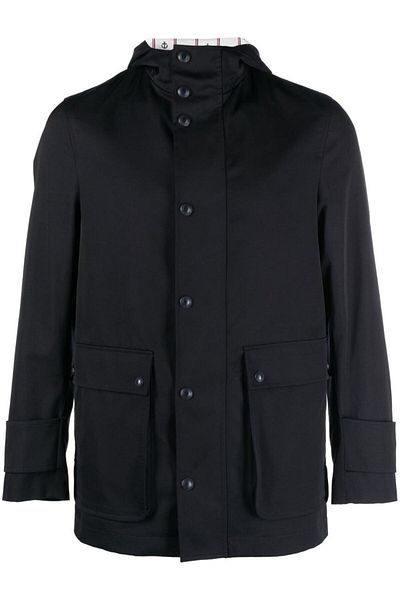 THOM BROWNE Parka de ploaie Thom Browne Simplified cu închidere frontală din nailon, îmbrăcăminte tehnică