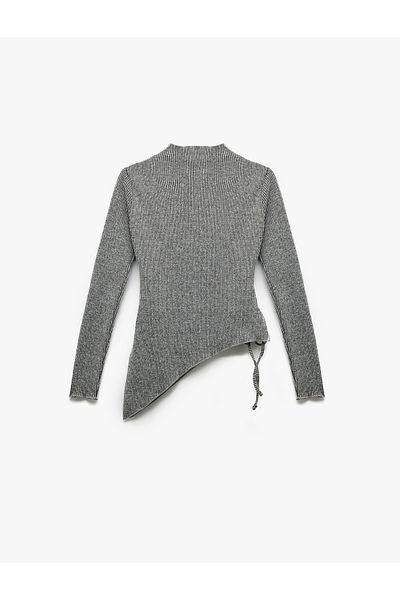 Koton Long Sleeve Stand Collar Asymmetrical Tie Detail Blouse