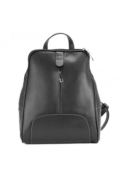 Magazinul de genti Women's backpack made of fine natural leather, model 250, Matte black