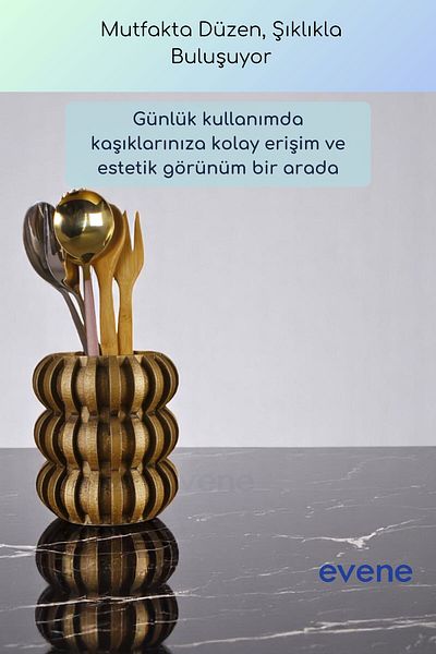 Evene Suport pentru tacâmuri de blat Suport decorativ pentru tacâmuri vertical Cilindru Suport pentru tacâmuri Culoare aurie antică Model 75