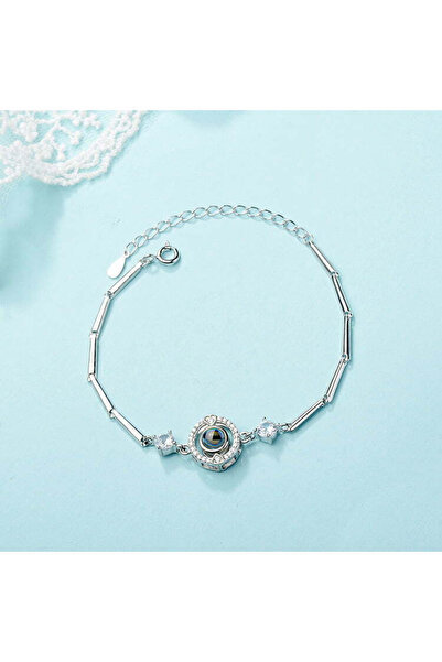 MBrands Brățară argint 925 care proiectează cuvântul „Te iubesc” în 100 de limbi.