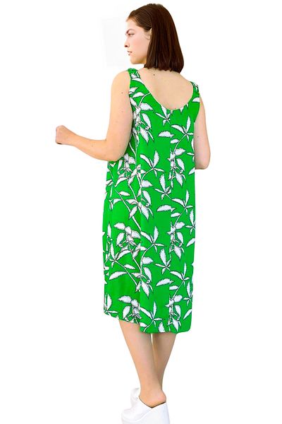Modasultan U Neck Comfortable Fit Strap Elastic Midi Length Patterned Viscose Picasso Dress