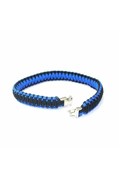 MBrands Zgardă pentru câini, albastră cu negru, lungime fixă, cataramă metalică, 55 cm / 30 mm