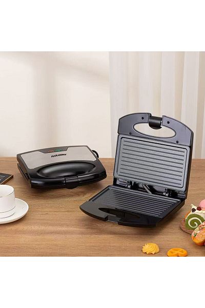 MARAKOKO Marcoco 800W Sandwich Toaster - Non-stick Plates, Compact Size, Safety Lock and Smart Thermostat Control