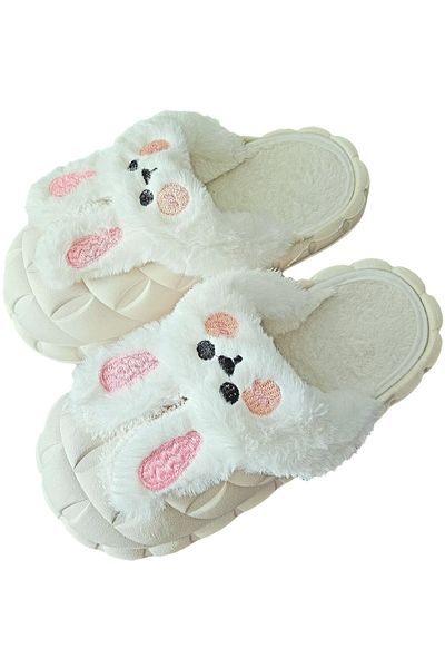 MBrands winter slippers, fur-lined, waterproof, with removable bunny, Cream 40-41