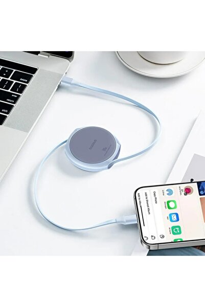 Baseus Ανασυρόμενο καλώδιο φόρτισης / δεδομένων, Type-C σε Type-C, 100W, 1m, Baseus, σειρά Pathfinder, μπλε