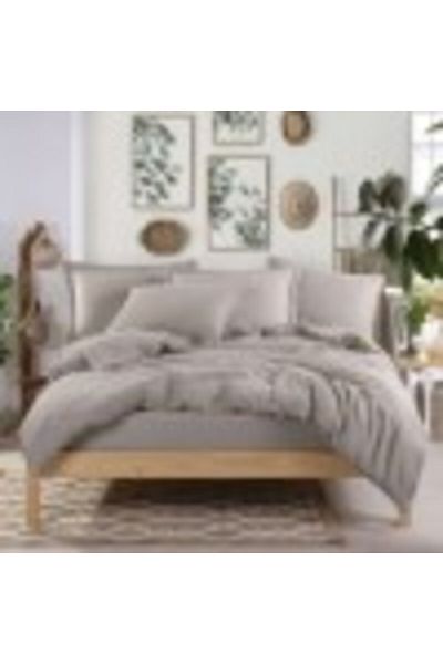 Hobby Premium Luxury Bed Linen Set, Muslin and Satin Cotton, Duvet Cover 200x220cm, Cappuccino