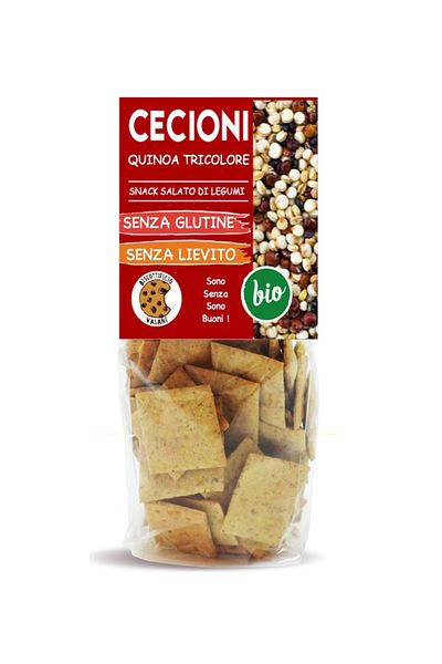 Deco Italia Salty snack (cecioni) made from legumes with tricolor quinoa, gluten-free, yeast-free
