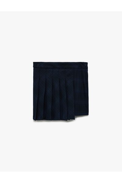 Koton Plaid Pleated Asymmetrical Mini Skirt